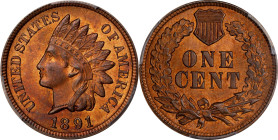 1891 Indian Cent. MS-64 RB (PCGS).
PCGS# 2179. NGC ID: 228K.

Estimate: $250