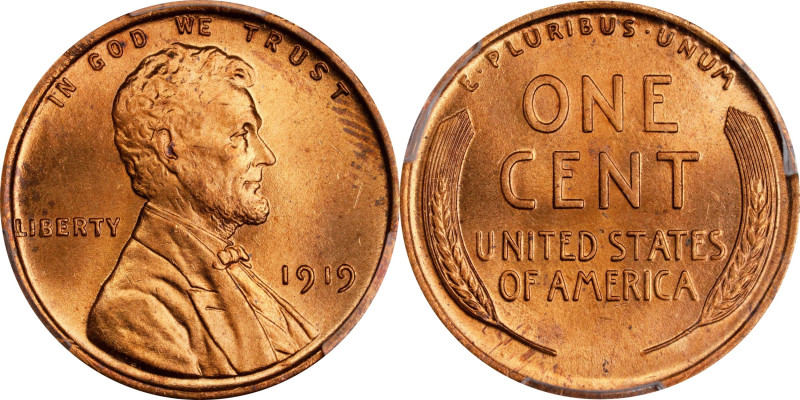 1919 Lincoln Cent. MS-64 RD (PCGS).
PCGS# 2515. NGC ID: 22BY.

Estimate: $100