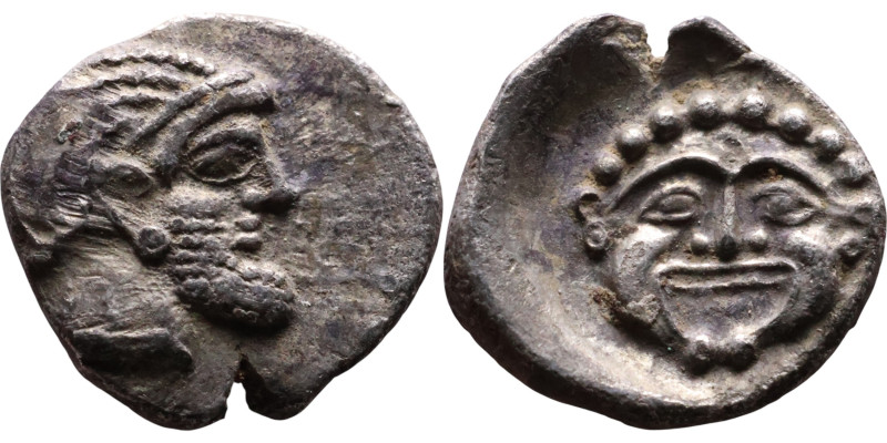PHILISTIA (PALESTINE), Uncertain mint. Mid 5th century-333 BC. AR Obol  Bearded ...