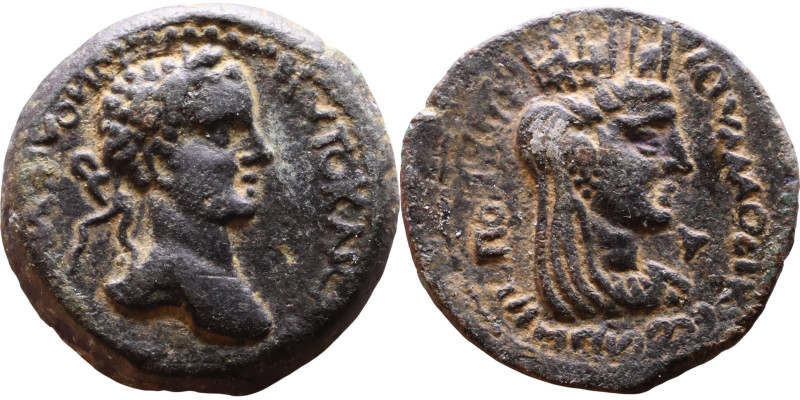 Caracalla (211-217) Bronze coin. Obv: Laureate, draped bust of emperor. Rev: Bus...
