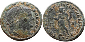 Maximianus. (286-305 ) Follis Obv: Laureate head right. Rev.: Genius standing left holds cornucopia

26mm 8,74g