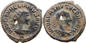 Aurelian and Vabalathus (AD 270-272). Antoninianus. Obv.: VABALATHVS VCRIM DR, laureate, draped and cuirassed bust of Vabalathus facing right. Rev.: I...