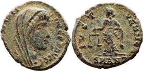 Divus Constantine i (337-340). Follis Obv: DV CONSTANTINVS PT AVGG, veiled head right Rev: No legend, Standing divus emperor

14mm 1,52g