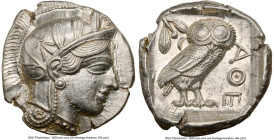 ATTICA. Athens. Ca. 440-404 BC. AR tetradrachm (26mm, 17.20 gm, 7h). NGC MS 5/5 - 4/5. Mid-mass coinage issue. Head of Athena right, wearing earring, ...