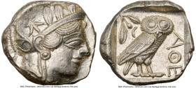 ATTICA. Athens. Ca. 440-404 BC. AR tetradrachm (24mm, 17.22 gm, 7h). NGC MS 4/5 - 4/5. Mid-mass coinage issue. Head of Athena right, wearing earring, ...