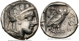 ATTICA. Athens. Ca. 440-404 BC. AR tetradrachm (24mm, 17.22 gm, 4h). NGC Choice XF 5/5 - 4/5. Mid-mass coinage issue. Head of Athena right, wearing ea...