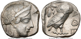 ATTICA. Athens. Ca. 440-404 BC. AR tetradrachm (23mm, 17.16 gm, 1h). NGC Choice XF 4/5 - 2/5, test cut, marks, brushed. Mid-mass coinage issue. Head o...