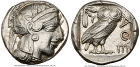ATTICA. Athens. Ca. 440-404 BC. AR tetradrachm (23mm, 17.21 gm, 7h). NGC XF 5/5 - 4/5, brushed. Mid-mass coinage issue. Head of Athena right, wearing ...