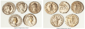 ANCIENT LOTS. Roman Imperial. Lot of five (5) AR denarii. VG-VF. Includes: Five Roman Imperial AR denarii, various emperors and types. SOLD AS IS, NO ...
