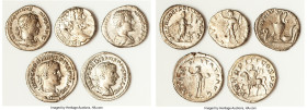ANCIENT LOTS. Roman Imperial. Lot of five (5) AR denarii. VG-Choice Fine. Includes: Five Roman Imperial AR denarii, various emperors and types. SOLD A...