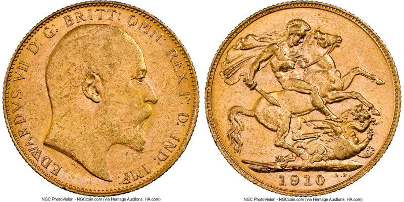 Edward VII gold Sovereign 1910-P AU58 NGC, Perth mint, KM15, S-3972. HID09801242...