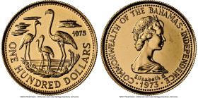 Elizabeth II gold "Independence Day - Flamingos" 100 Dollars 1975/1973 MS66 NGC, Royal Canadian mint, KM72. HID09801242017 © 2024 Heritage Auctions | ...