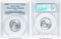 People's Republic 4-Piece Lot of Certified Multiple Fen PCGS, 1) 5 Fen 1955 MS65, KM3 (Previous KM-Y3) 2) 5 Fen 1956 MS65, KM3 (Previous KM-Y3) 3) 5 F...