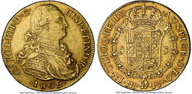 Charles IV gold 8 Escudos 1805 NR-JJ AU Details (Obverse Scratched) NGC, Nuevo Reino (Bogota) mint, KM62.1. HID09801242017 © 2024 Heritage Auctions | ...