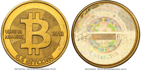Casascius brass Unloaded (Redeemed) 0.5 Bitcoin (BTC) 2013 MS66 NGC, Ahonen-pg 100. Total Issued 3,084. Series 2. Type PF. 25.4mm. Firstbits 125ii8tz....