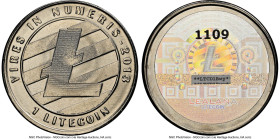 Lealana nickel-plated brass Loaded (Unredeemed) 1 Litecoin (LTC) 2013 MS67 NGC, Ahonen-pg 199. 30mm. Serial #1109. Type PF. 30mm. Black address. Seria...