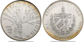 Republic silver "Fidel Castro-30th Anniversary of Revolution" 10 Pesos (1 oz) 1989 MS69 NGC, Havana mint, KM241.1. Mintage: 5,000. From the Globus Col...