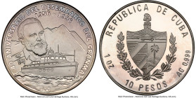 Republic silver Proof "Granma Landing - 40th Anniversary" 10 Pesos (1 oz) 1996 PR68 Ultra Cameo NGC, Havana mint, KM589. From the Globus Collection HI...