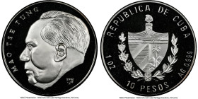 Republic silver Proof "Mao Tse Tung" 10 Pesos (1 oz) 2002 PR69 Ultra Cameo NGC, Havana mint, KM784. Leaders of Communism series. From the Globus Colle...