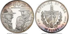 Republic silver Proof "Fidel & Raul Castro" 10 Pesos 2009 PR68 Ultra Cameo NGC, Havana mint, KM911. 50th Anniversary of the Triumph of the Revolution ...