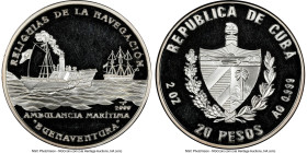 Republic silver Proof "Buenaventura" 20 Pesos (2 oz) 2000 PR64 Ultra Cameo NGC, Havana mint, KM681. Navigation Relics series. Mintage: 1,500. From the...