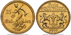 Free City gold 25 Gulden 1930 MS63 NGC, Berlin mint, KM150, Fr-44. Mintage: 4,000. HID09801242017 © 2024 Heritage Auctions | All Rights Reserved www.H...