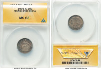 French Colony 10 Cents 1901-A MS63 ANACS, Paris mint, KM9, Lec-144. Old time collection toning in a deep sea-green and rose-gray toning. HID0980124201...