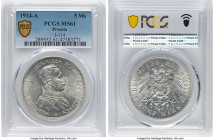 Prussia. Wilhelm II 5 Mark 1914-A MS61 PCGS, Berlin mint, KM536, J-114. HID09801242017 © 2024 Heritage Auctions | All Rights Reserved www.HA.com/Texas...