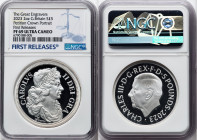 Charles III silver Proof "Petition Crown - Portrait" 5 Pounds (2 oz) 2023 PR69 Ultra Cameo NGC, Mintage: 3,260. Great Engravers series. Reverse design...