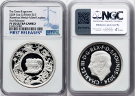Charles III silver Proof "Waterloo Medal - Allied Leaders" 5 Pounds (2 oz) 2024 PR70 Ultra Cameo NGC, Mintage: 3,060. Great Engravers series. Original...
