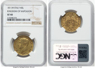 Kingdom of Napoleon. Napoleon I gold 40 Lire 1811-M XF40 NGC, Milan mint, KM12, Fr-5. HID09801242017 © 2024 Heritage Auctions | All Rights Reserved ww...