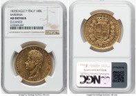 Sardinia. Carlo Alberto gold 100 Lire 1835 (Eagle)-P AU Details (Cleaned) NGC, Turin mint, KM133.1, Fr-1138. HID09801242017 © 2024 Heritage Auctions |...