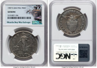 USA Administration "Manila Bay Treasure" Peso 1907-S Genuine NGC, San Francisco mint, KM172. Manila Bay War Salvage. In late 1941, upon Japanese invas...