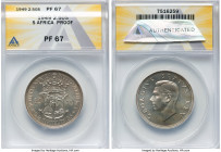 George VI 3-Piece Lot of Certified Proof Assorted Issues ANACS, 1) 2-1/2 Shillings 1949 - PR67, Pretoria mint, KM39.1 2) 2 Shillings 1947 - PR67, Pret...