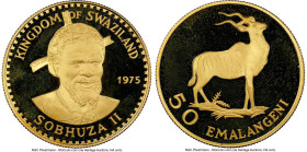 Sobhuza II gold Proof "Birth of King Sobhuza - 75th Anniversary" 50 Emalangeni 1975 PR67 Ultra Cameo NGC, KM26. Mintage: 3,262. HID09801242017 © 2024 ...