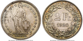Confederation 5-Piece Lot of Certified 2 Francs NGC, 1) 2 Francs 1920-B - MS65 2) 2 Francs 1928-B - MS65 3) 2 Francs 1931-B - MS64 4) 2 Francs 1931-B ...