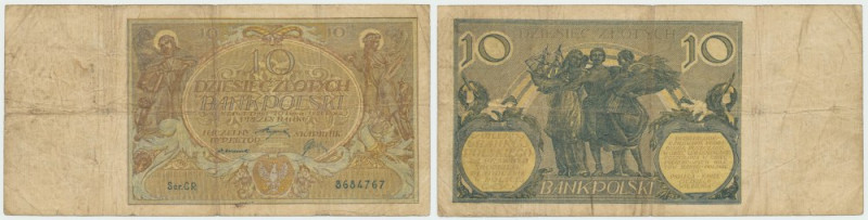 Second Polish Republic, 10 złoty 1926 CA Banknot wizualnie w dobrej kondycji, je...