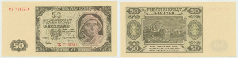 PRL, 50 złotych 1948 CK - RZADKOŚĆ Ekstremalnie rzadka seria lubianej 50 złotówk...