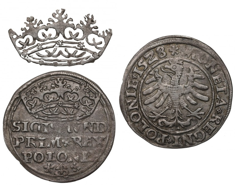 Sigismund I the Old, Groschen 1528, Cracow Ładny egzemplarz z resztkami połysku ...