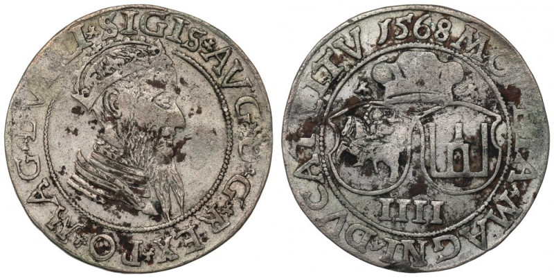 Sigismund II Augustus, 4 Groschen 1568, Vilnius - LI/LITV Czytelny, obiegowy egz...