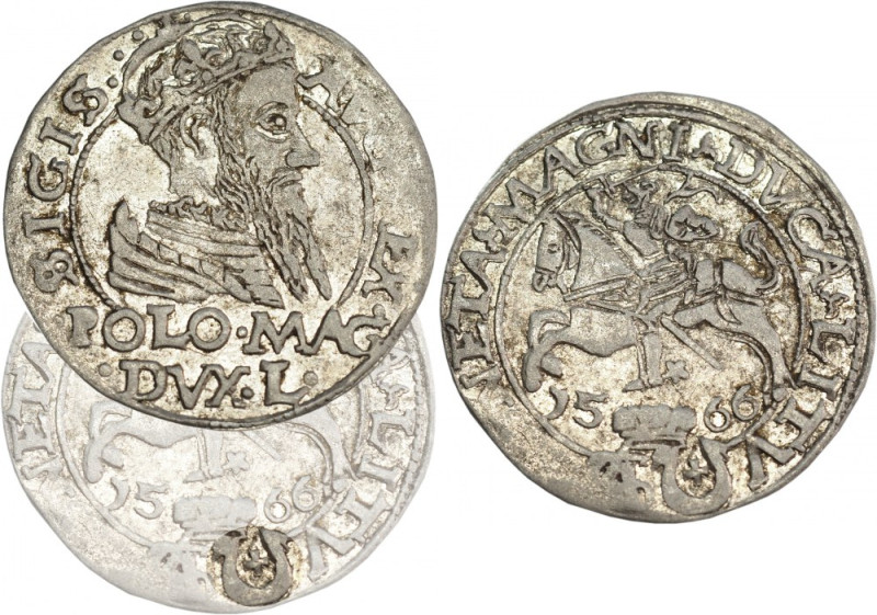 Sigismund II Augustus, Polish foot grosz 1566, Tykocin, Jastrzębiec coat of arms...