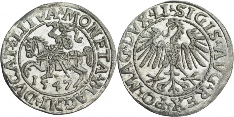 Sigismund II Augustus, Half-grosz 1547, Vilnius, LI/LITVA - EXCELLENT Odmiana z ...
