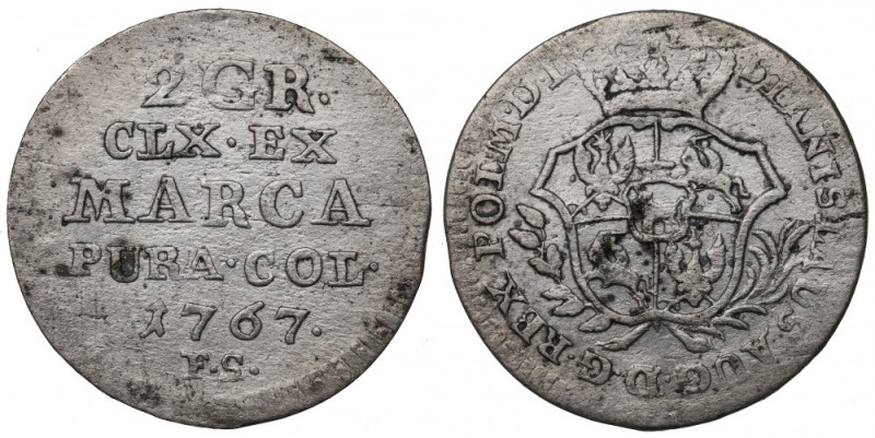 Stanislaus Augustus, 2 groschen 1767 Ładnie zachowany egzemplarz. Awers: ukorono...