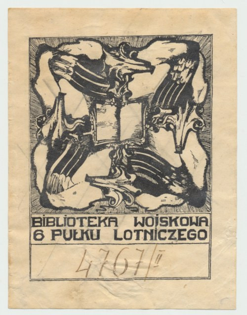 II RP, Ex libris 6 Pułk Lotniczy Ex libris z biblioteki wojskowej pułku lotnicze...