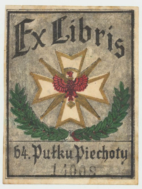 II RP, Ex libris 64 Pomorski Pułk Strzelców Murmańskich Ex libris z biblioteki w...