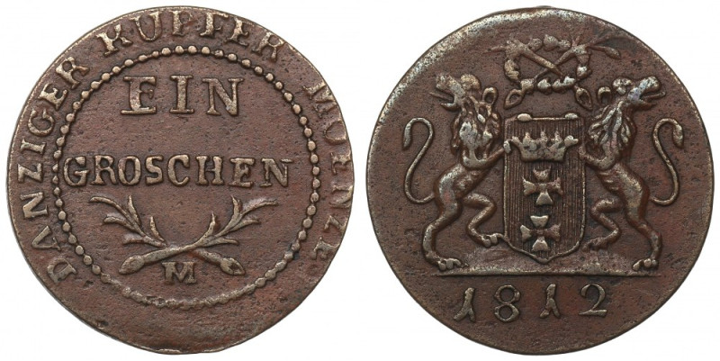 Free City of Danzig, Groschen 1812 Obiegowy przykład ostatniego grosza Wolnego M...