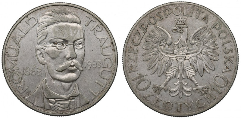 II Republic of Poland, 10 zloty 1933 Traugutt Ładnie zachowane detale z przetarc...