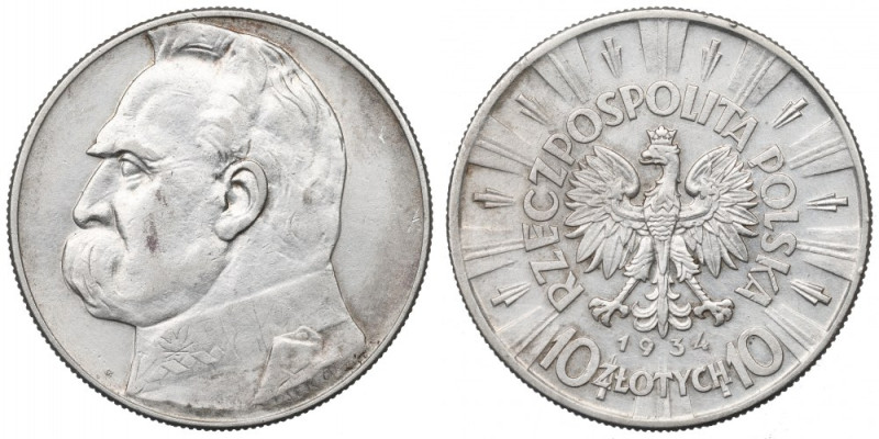 II Republic of Poland, 10 zloty 1934 Pilsudski Egzemplarz o przyzwoicie zachowan...