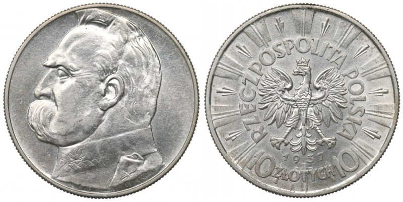 II Republic of Poland, 10 zloty 1937 Pilsudski Egzemplarz o bardzo ładnie zachow...