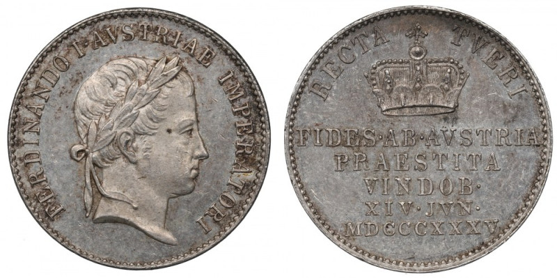 Austria, Ferdinand I, Coronation jeton 1835, Vienna Bardzo ładnie zachowany, rza...